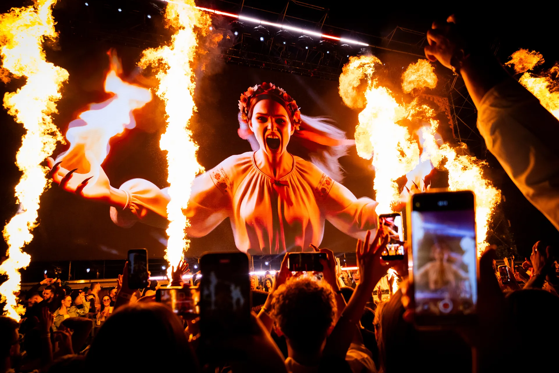 Awakening of Eras — folk-inspired visual with flame jets