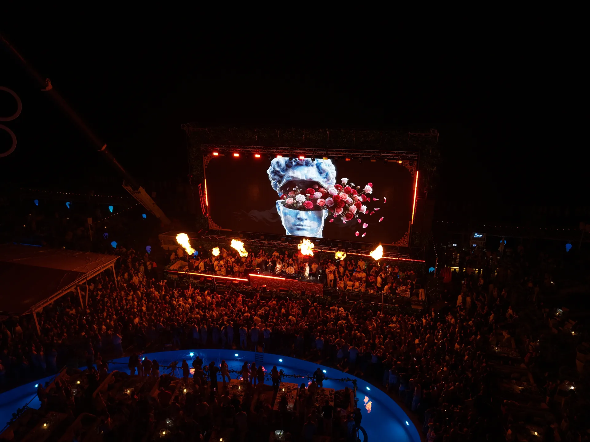 Awakening of Eras — aerial view of the LED screen and crowd
